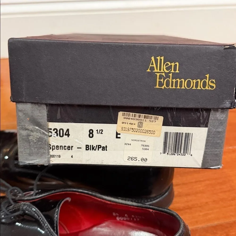 Allen Edmonds Mens Allen Spencer ‎ Patent Leather Oxford Dress Shoes Size 8.5